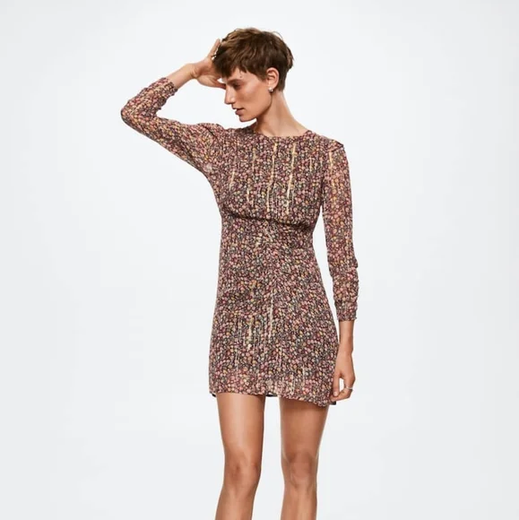 mango printed cut out detail dress Printed cut-out detail dress